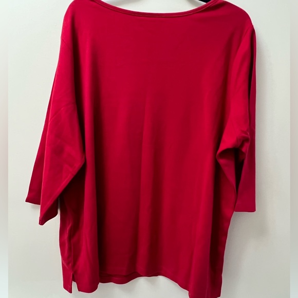 Quacker Factory NWOT 2X Fall Day Split Neck 3/4 sleeve top - Picture 5 of 9